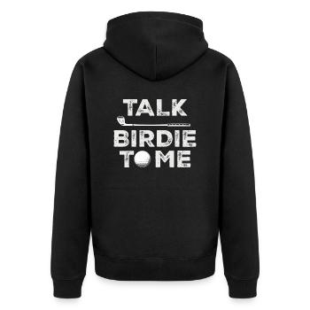Sprich Birdie mit mir - Lustiger Golfspieler Wortspiel-Golfer - Unisex Premium Bio Zip Hoodie - Schwarz - Hinten - Nico (187cm)