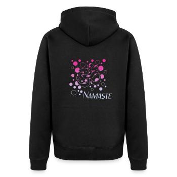 Namaste Yoga - Unisex Premium Bio Zip Hoodie - Schwarz - Hinten - Nico (187cm)