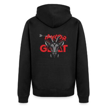 Darts Taylor Still Is The Goat - Unisex Premium Bio Zip Hoodie - Schwarz - Hinten - Nico (187cm)