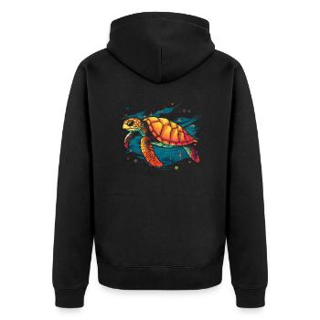 Sea Turtle in the Sea, Love Turtles - Unisex Premium Organic Zip Hoodie - black - Back - Nico (187cm)