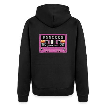 Vintage Vanessa Name - Unisex Premium Organic Zip Hoodie - black - Back - Nico (187cm)
