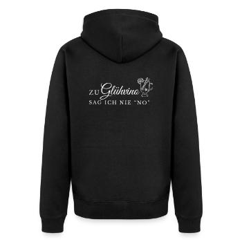 Zu Vino sag ich nie no - Glühvino - Unisex Premium Bio Zip Hoodie - Schwarz - Hinten - Nico (187cm)