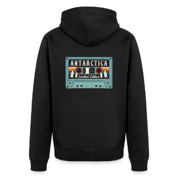 Vintage Antarctica with Penguin - Unisex Premium Organic Zip Hoodie - black - Back - Nico (187cm)