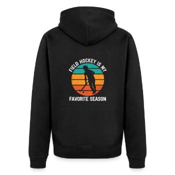 Feldhockey Ist Meine Lieblingssaison Hallenhockey - Unisex Premium Bio Zip Hoodie - Schwarz - Hinten - Nico (187cm)