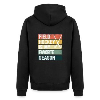 Feldhockey Ist Meine Lieblingssaison Hallenhockey - Unisex Premium Bio Zip Hoodie - Schwarz - Hinten - Nico (187cm)