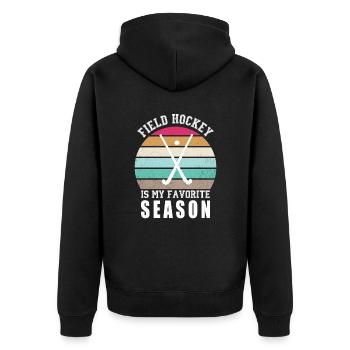 Feldhockey Ist Meine Lieblingssaison Hallenhockey - Unisex Premium Bio Zip Hoodie - Schwarz - Hinten - Nico (187cm)
