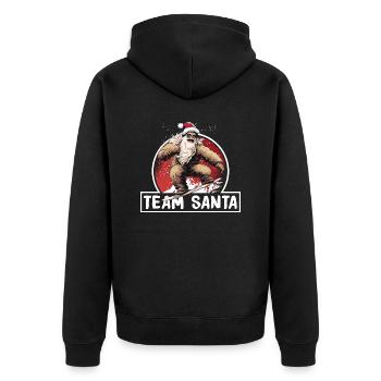 Yeti Team Santa Christmas Squad Familien-Matching - Unisex Premium Bio Zip Hoodie - Schwarz - Hinten - Nico (187cm)