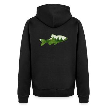 Angler Angler Fish Forest Nature - Unisex Premium Organic Zip Hoodie - black - Back - Nico (187cm)