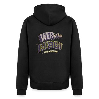 frühstück kaffeetasse coffeeshop humor geschenk - Unisex Premium Bio Zip Hoodie - Schwarz - Hinten - Nico (187cm)