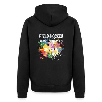 Le hockey sur gazon est ma saison préférée de hockey en salle - Veste à capuche bio Premium Unisexe - noir - Dos - Nico (187cm)