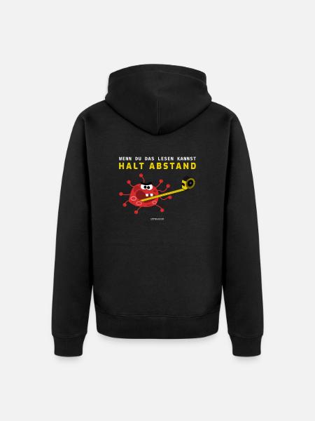 Halt Abstand - Unisex Premium Bio Zip Hoodie - Schwarz