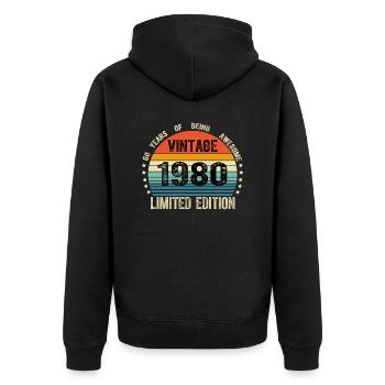 Vintage 1980 44 Years Old 44th Birthday Limited - Veste à capuche bio Premium Unisexe - noir - Dos - Nico (187cm)