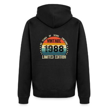Jahrgang 1988 36 Jahre 36. Geburtstag limitiert - Unisex Premium Bio Zip Hoodie - Schwarz - Hinten - Nico (187cm)