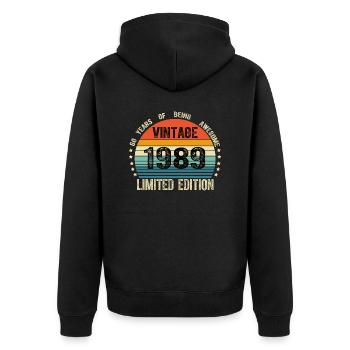 Vintage 1989 35 Years Old 39th Birthday Limited - Veste à capuche bio Premium Unisexe - noir - Dos - Nico (187cm)