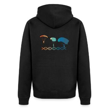 Fallschirme sind Teil meiner DNA - Unisex Premium Bio Zip Hoodie - Schwarz - Hinten - Nico (187cm)