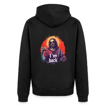 Jesus Christus Ostern I'm Back Party - Unisex Premium Bio Zip Hoodie - Schwarz - Hinten - Nico (187cm)