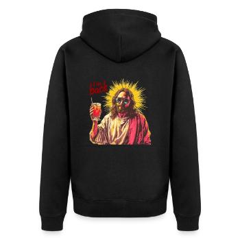 Jesus Christus Ostern, Ich Bin Zurück Party - Unisex Premium Bio Zip Hoodie - Schwarz - Hinten - Nico (187cm)