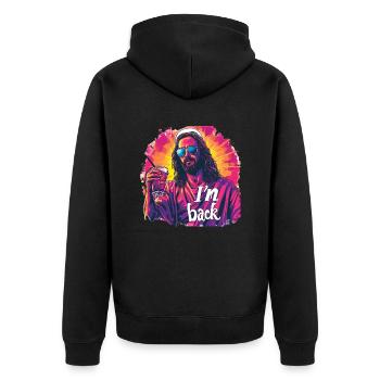 Jesus Christus Ostern, Ich Bin Zurück Party - Unisex Premium Bio Zip Hoodie - Schwarz - Hinten - Nico (187cm)