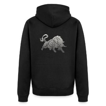Stier Stierkopf Kopf Logo Steak Beast Gym Horn - Unisex Premium Bio Zip Hoodie - Schwarz - Hinten - Nico (187cm)