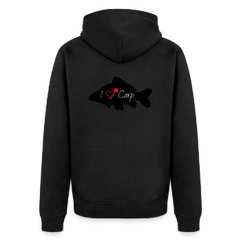 I love Carp black - Unisex Premium Organic Zip Hoodie - black - Back - Nico (187cm)