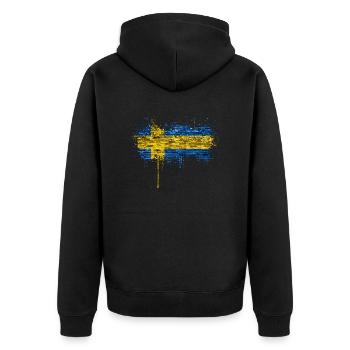 Schweden Flaka Schwedisch Schwedisch Schwedisch Nordisch - Unisex Premium Bio Zip Hoodie - Schwarz - Hinten - Nico (187cm)