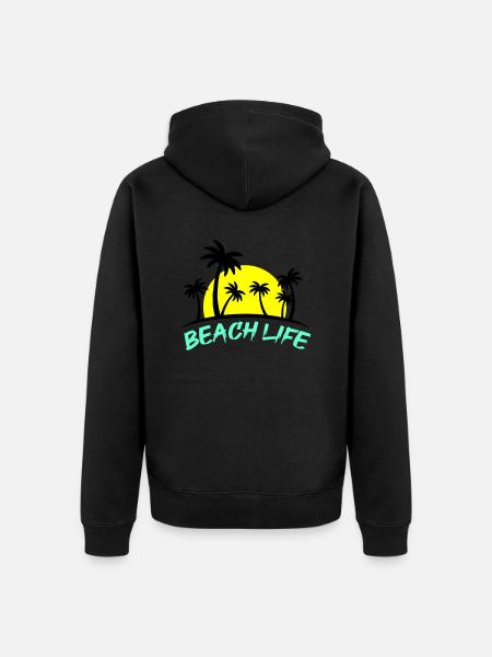 beach life - Unisex Premium Organic Zip Hoodie - black
