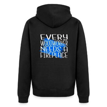 gift funny woodworking daddesign - Unisex Premium Bio Zip Hoodie - Schwarz - Hinten - Nico (187cm)