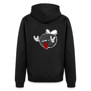 Rock'n'Roll Grummelhummel lustiges Cartoon Tier - Unisex Premium Bio Zip Hoodie - Schwarz - Hinten - Nico (187cm)