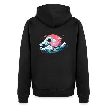 Hokusai Winter - Veste à capuche bio Premium Unisexe - noir - Dos - Nico (187cm)