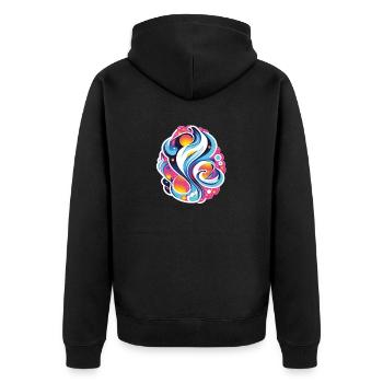 Colorful Abstraction: A Dance - Unisex Premium Organic Zip Hoodie - black - Back - Nico (187cm)