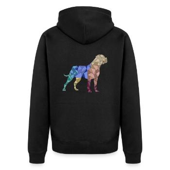 CANE CORSO geometrisch - Unisex Premium Bio Zip Hoodie - Schwarz - Hinten - Nico (187cm)
