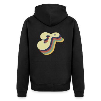 Retro-Buchstabe T - Unisex Premium Bio Zip Hoodie - Schwarz - Hinten - Nico (187cm)