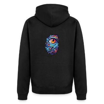 Auge der Fantasie: Farbenpracht in jedem Blick - Unisex Premium Bio Zip Hoodie - Schwarz - Hinten - Nico (187cm)