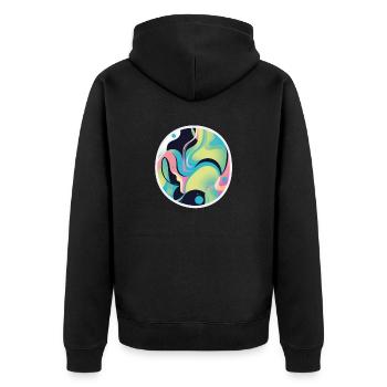 Colorful Waves: A Sea of Colors - Unisex Premium Organic Zip Hoodie - black - Back - Nico (187cm)