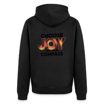 Choose Joy as Your Compass: Digital Art - Unisex Premium Organic Zip Hoodie - black - Back - Nico (187cm)