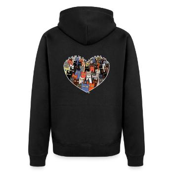 Conception de cœur avec des chats mignons - Veste à capuche bio Premium Unisexe - noir - Dos - Nico (187cm)
