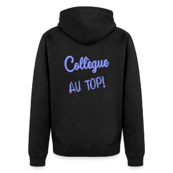 COLLEGUE. DEPART. RETRAITE. EMPLOI. HUMOUR - Veste à capuche bio Premium Unisexe - noir - Dos - Nico (187cm)