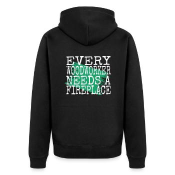 cool logging lumberjackwoodworking awesome - Unisex Premium Bio Zip Hoodie - Schwarz - Hinten - Nico (187cm)