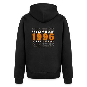 1996: Vintage - 28th Anniversary - Unisex Premium Organic Zip Hoodie - black - Back - Nico (187cm)