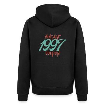 Jahrgang 1997 Ausgabe - Unisex Premium Bio Zip Hoodie - Schwarz - Hinten - Nico (187cm)