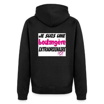 Une boulangère EXTRAORDINAIRE - Veste à capuche bio Premium Unisexe - noir - Dos - Nico (187cm)