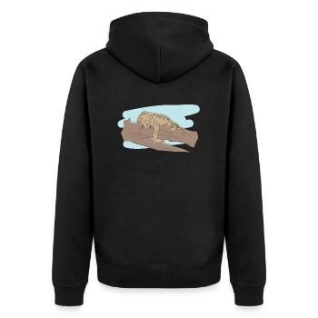 Illustriertes Design mit Jaguar - Unisex Premium Bio Zip Hoodie - Schwarz - Hinten - Nico (187cm)