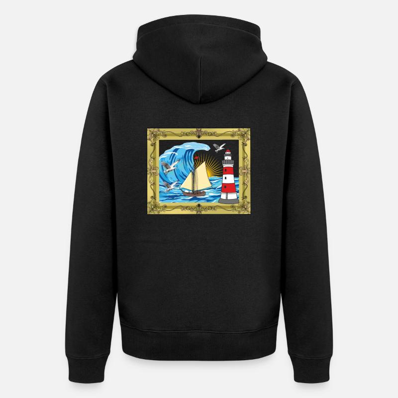 Navire Maritime Marins Marins Phare - Veste à capuche bio Premium Unisexe - noir