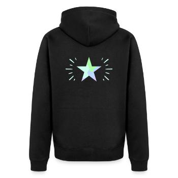 Pastellfarbener Leuchtender Stern - ApriNoeScor - Unisex Premium Bio Zip Hoodie - Schwarz - Hinten - Nico (187cm)