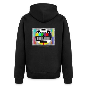 SANDER XANDER 13 - Unisex Premium Bio Zip Hoodie - Schwarz - Hinten - Nico (187cm)