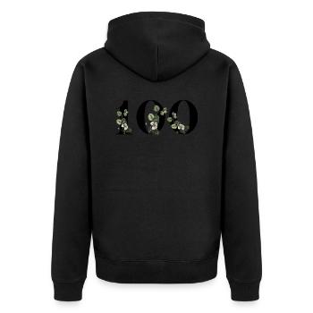 Number 100 Floral Green - 100th Floral Birthday - Unisex Premium Organic Zip Hoodie - black - Back - Nico (187cm)