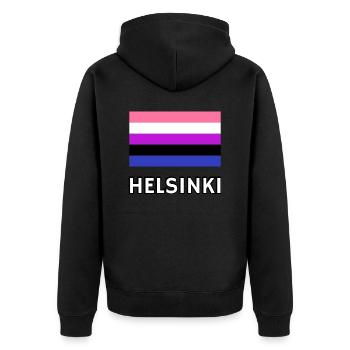 Drapeau de la fierté Helsinki - Veste à capuche bio Premium Unisexe - noir - Dos - Nico (187cm)