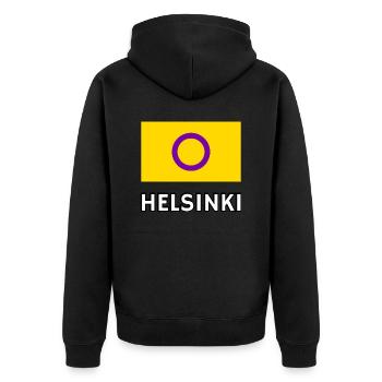 Drapeau de la fierté intersexe Helsinki - Veste à capuche bio Premium Unisexe - noir - Dos - Nico (187cm)