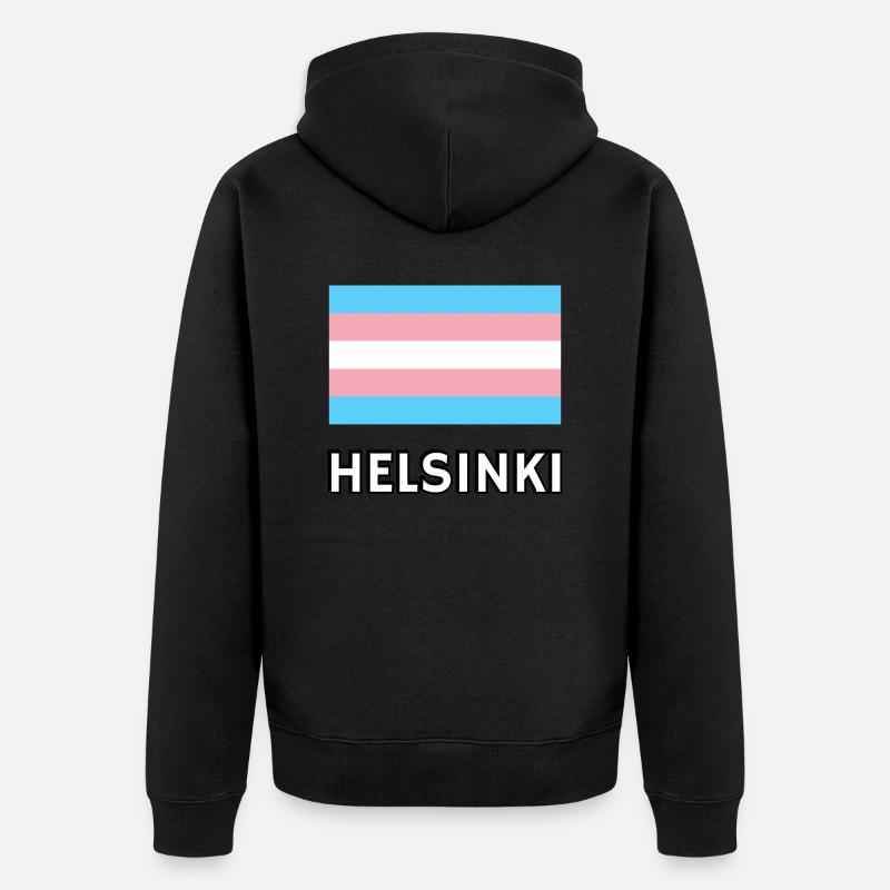 Trans Pride Flagge Helsinki - Unisex Premium Bio Zip Hoodie - Schwarz