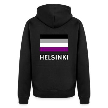 Asexualität Pride Flagge Helsinki - Unisex Premium Bio Zip Hoodie - Schwarz - Hinten - Nico (187cm)